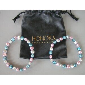 Honora Collection Pink & Blue Cultured Pearl Bracelets With Bag